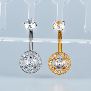 Toptan Piercing 316L Cerrahi Çelik Taşlı Çember Göbek Vos Etnik Takı Beyaz
