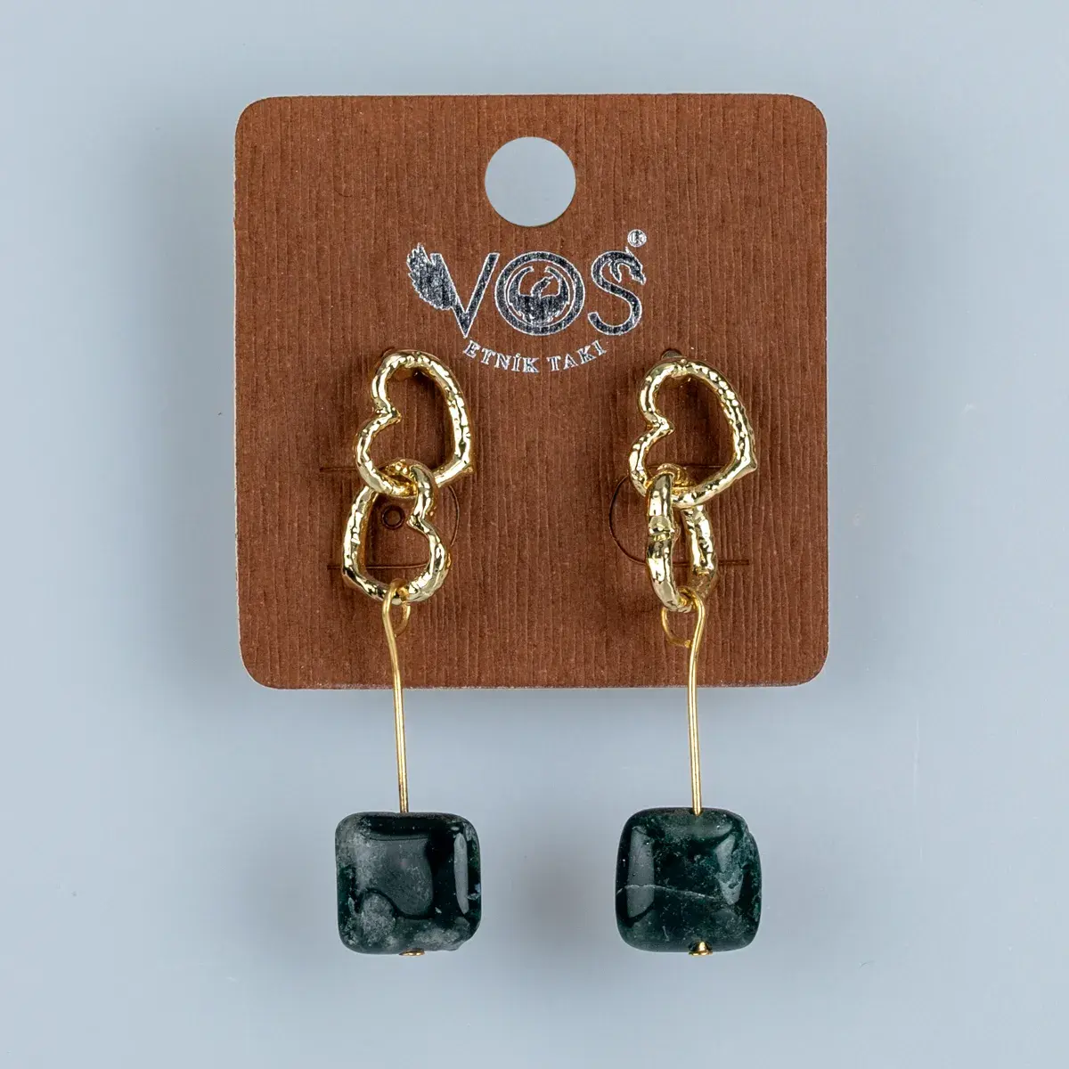 Toptan Kalpli Halka Doğal Taşlı Butik Küpe