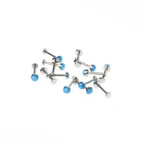 Toptan 316L Çelik Piercing Labret 4.5mm Fake Opal Taş Boy: 1.2x10x4.5mm