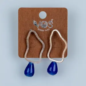 Toptan Amorf Çerçeve Doğal Taşlı Butik Küpe