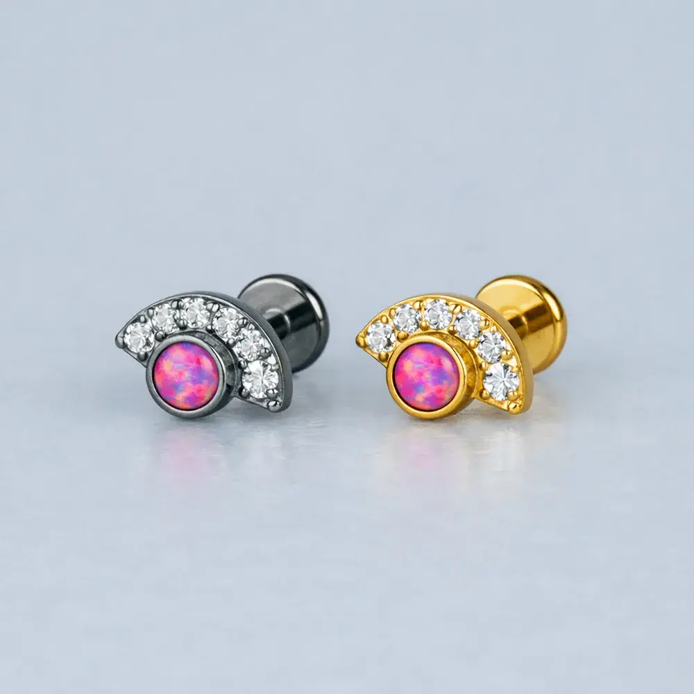 Piercing Titanyum Tragus Opal Sarı 8mm