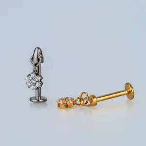 Piercing G23 Titanyum Tragus Helix Çiçek Sarı 8mm