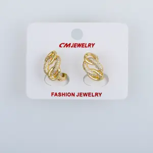 CM Jewelry 14K Kaplama Tırnaklı Halka Küpe