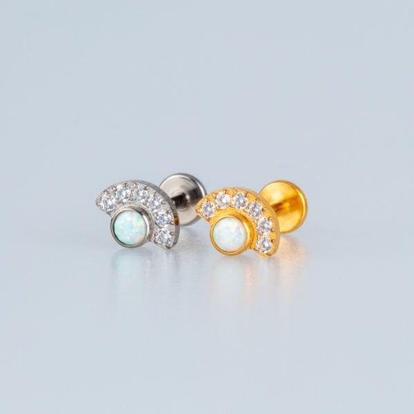 Piercing Titanyum Tragus Opal Beyaz