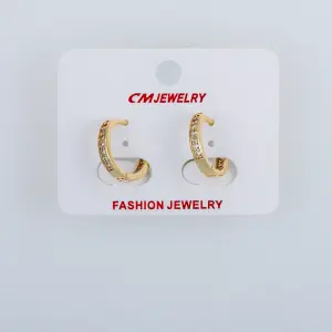 CM Jewelry 14K Kaplama Tırnaklı Halka Küpe