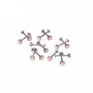 Toptan 316L Çelik Piercing Labret 4.5mm Fake Opal Taş Boy: 1.2x10x4.5mm