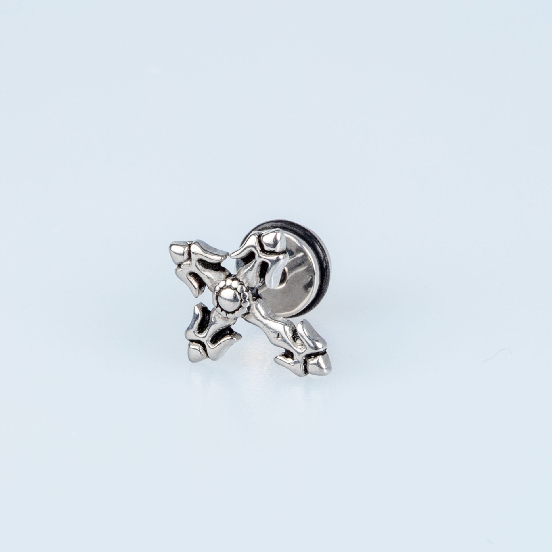 Steel Earring Gothic Cross - Single