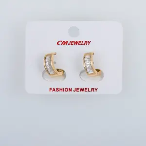 CM Jewelry 14K Kaplama Tırnaklı Halka Küpe