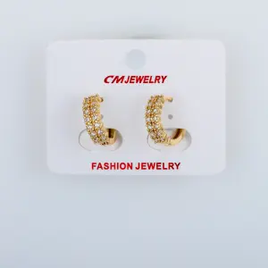 CM Jewelry 14K Kaplama Tırnaklı Halka Küpe