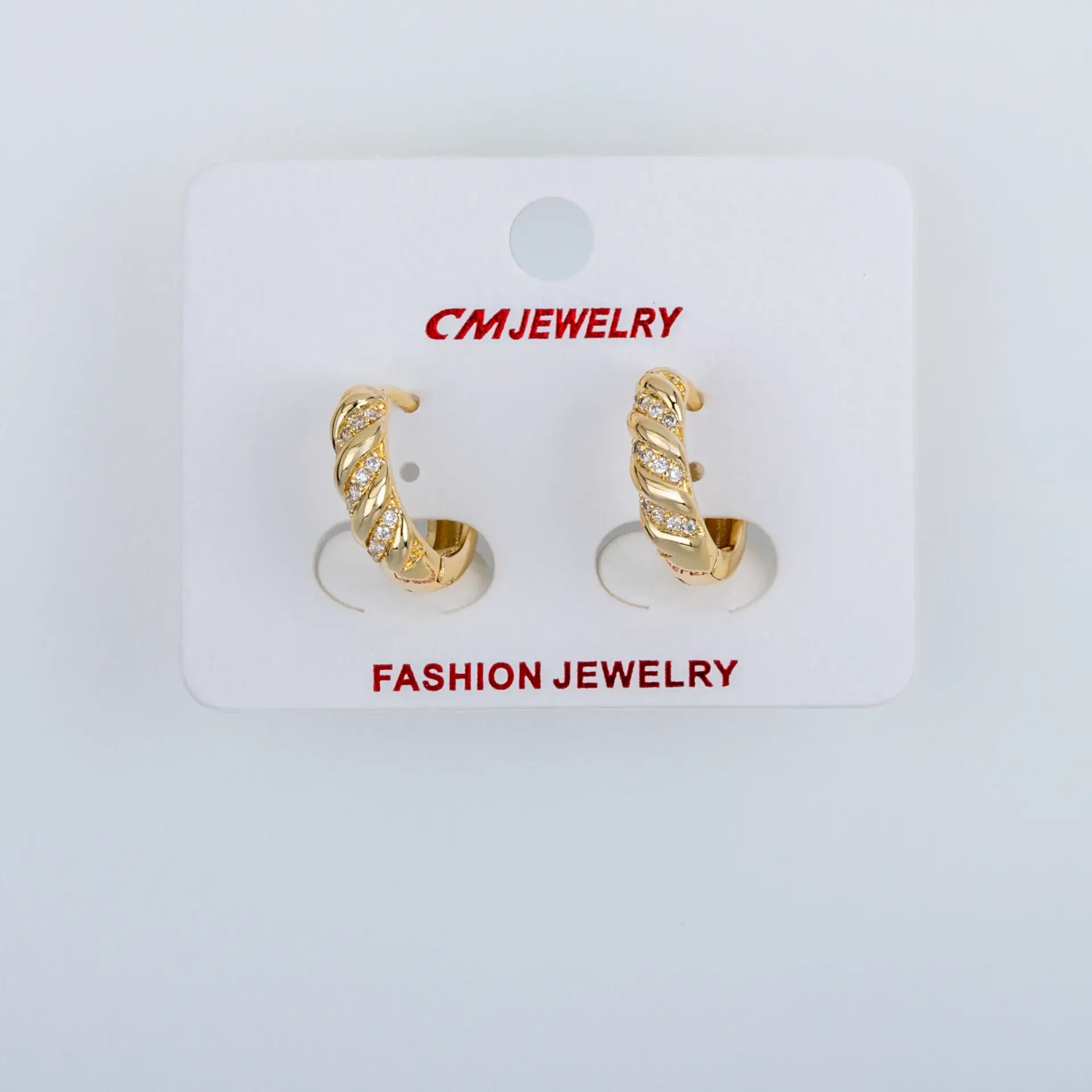 CM Jewelry 14K Kaplama Tırnaklı Halka Küpe