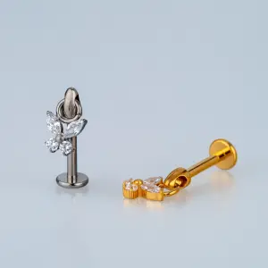Piercing G23 Titanyum Tragus Helix Kelebek Sarı 8mm
