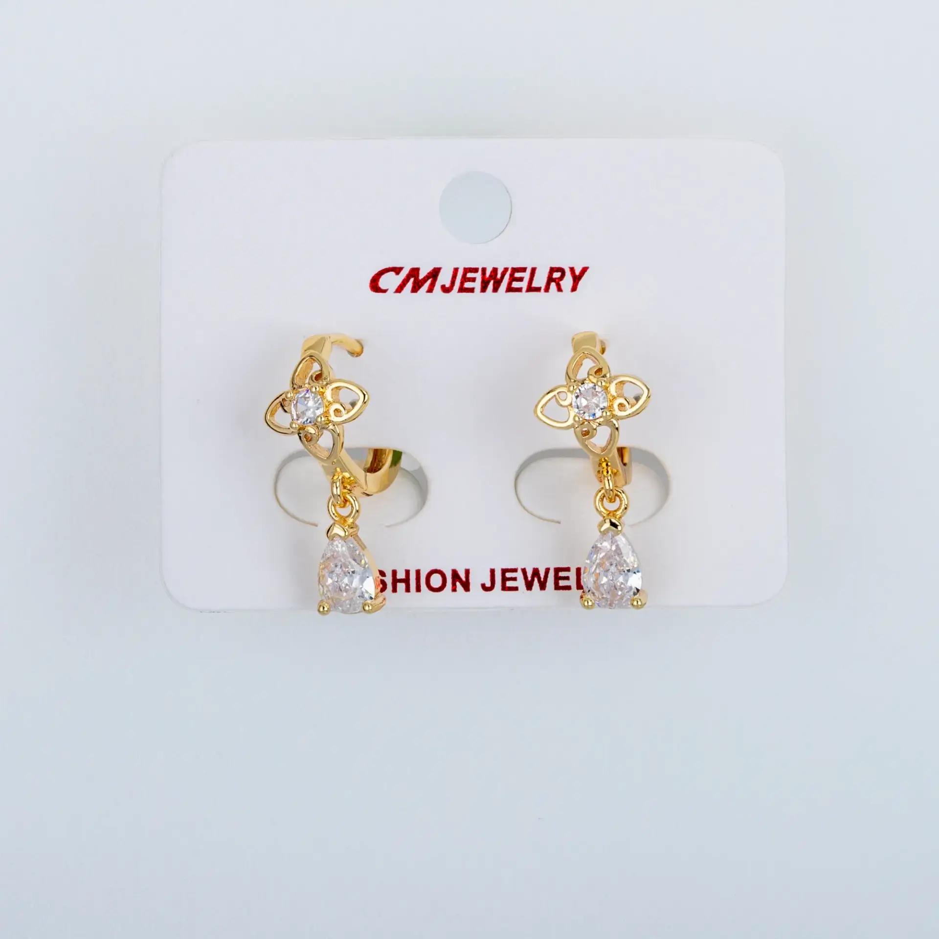 CM Jewelry 14K Kaplama Tırnaklı Halka Küpe