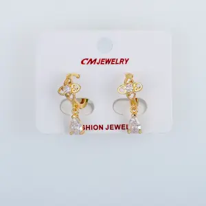 CM Jewelry 14K Kaplama Tırnaklı Halka Küpe