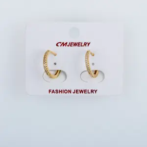 CM Jewelry 14K Kaplama Tırnaklı Halka Küpe