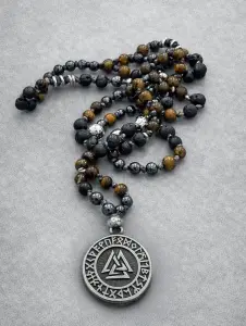 Valknut Figürlü Doğal Taş Erkek Kolye