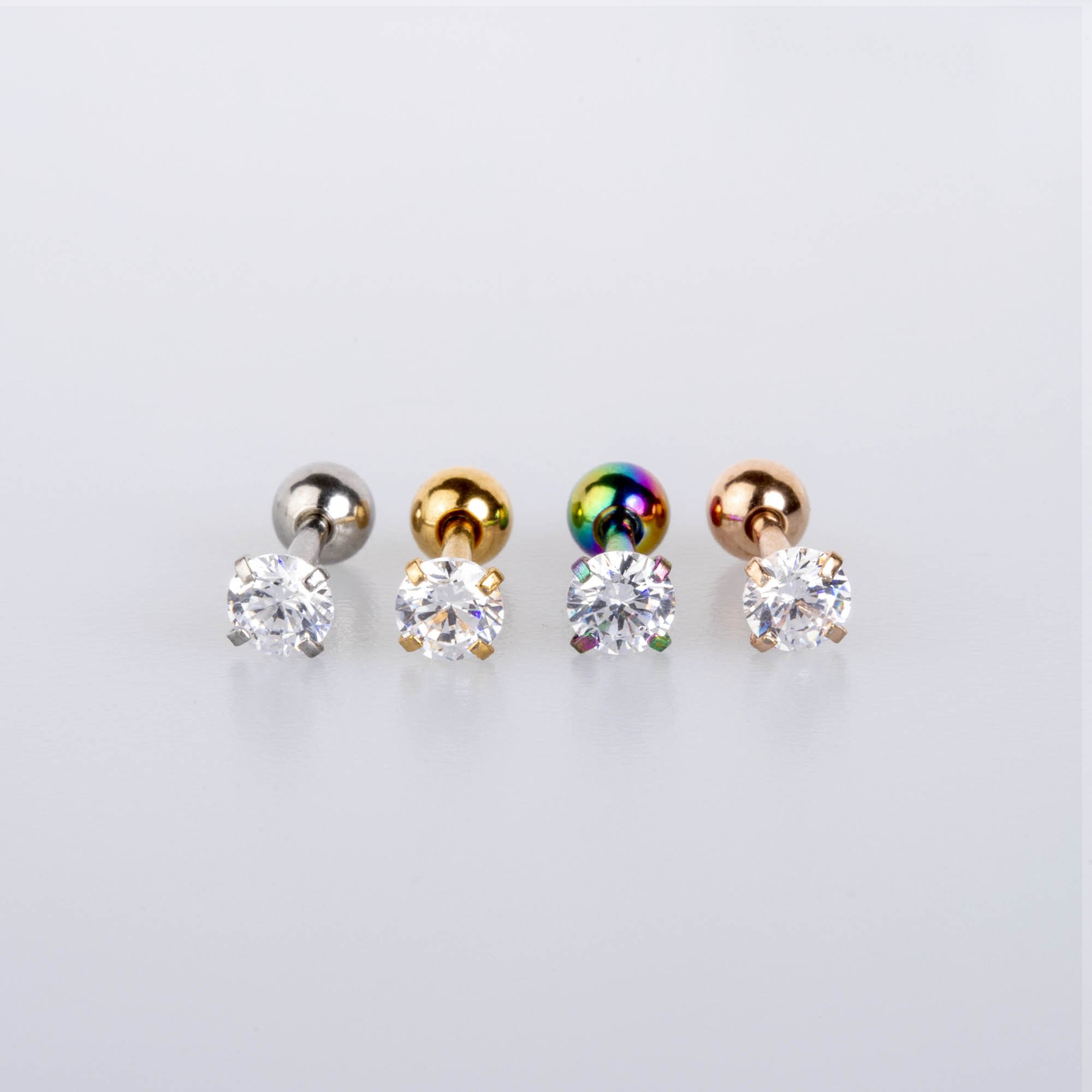 Piercing Tragus 4mm Yuvarlak Taş Sarı