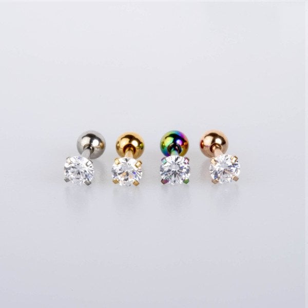 Piercing Tragus 4mm Yuvarlak Taş