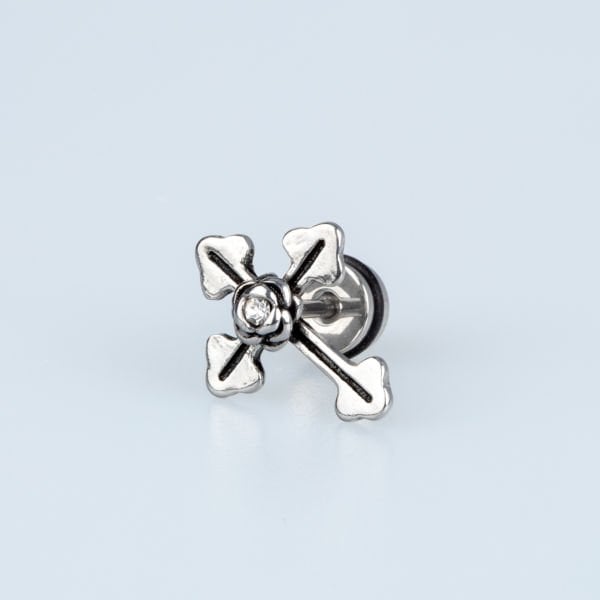 Steel Earring Gothic Cross - Single
