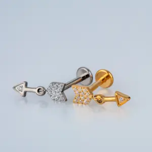 Piercing G23 Titanyum Tragus Helix Ok Sarı 8mm