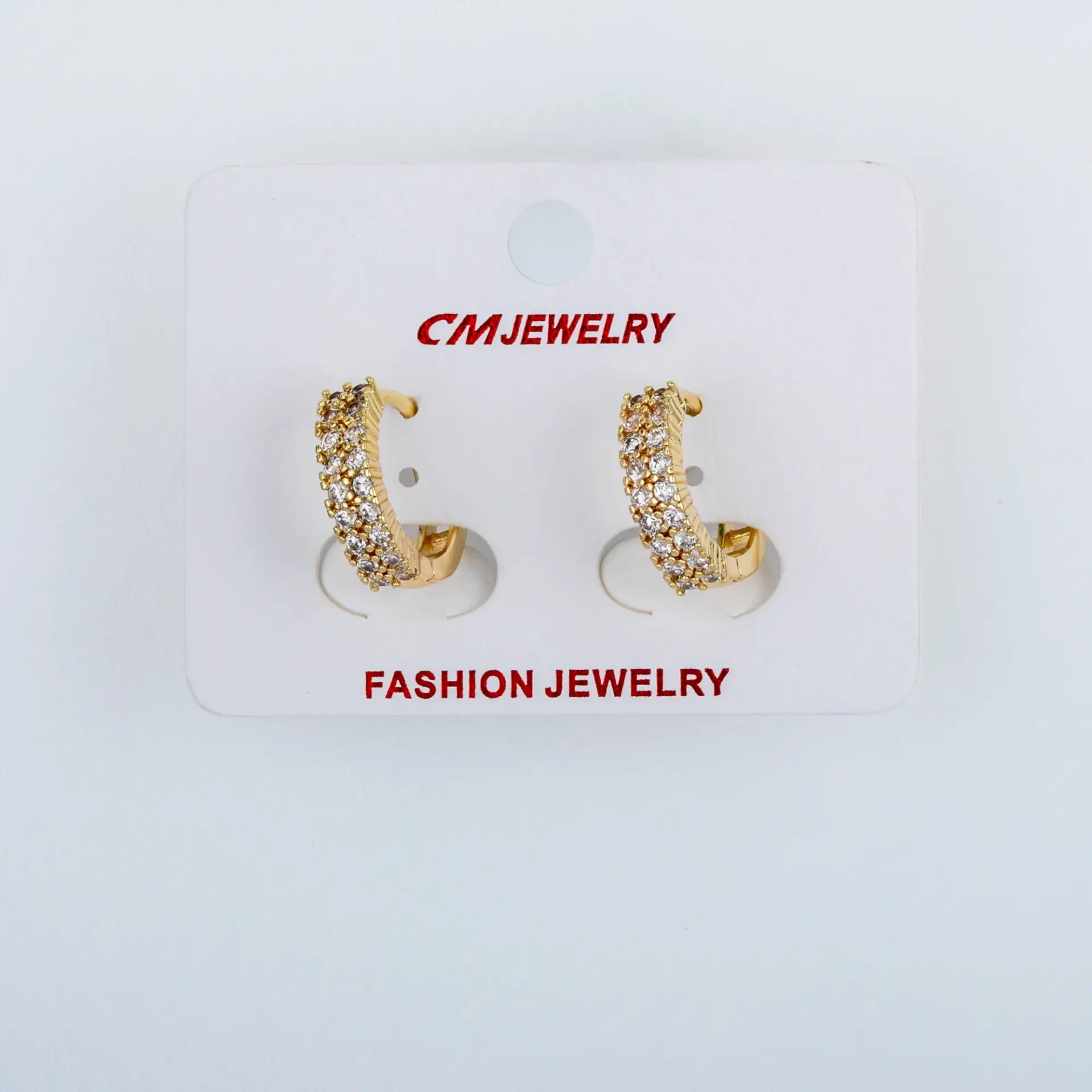 CM Jewelry 14K Kaplama Tırnaklı Halka Küpe