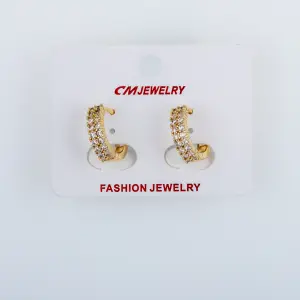 CM Jewelry 14K Kaplama Tırnaklı Halka Küpe