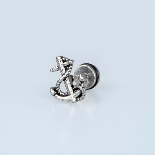 Steel Earring Gothic Anchor - Single