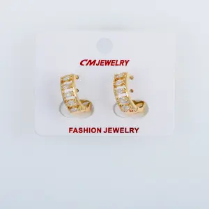 CM Jewelry 14K Kaplama Tırnaklı Halka Küpe