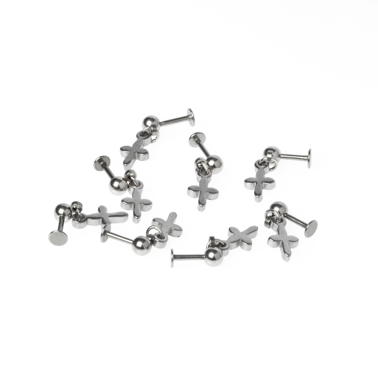 Toptan 316L Çelik Piercing Tragus Haç Boy: 1.2x6mm