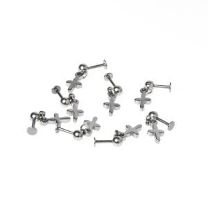Toptan 316L Çelik Piercing Tragus Haç Boy: 1.2x6mm