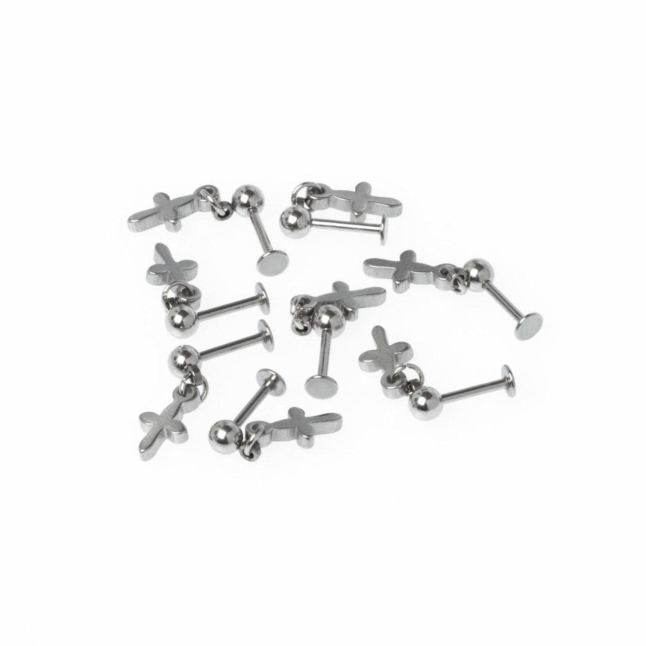 Toptan 316L Çelik Piercing Tragus Haç Boy: 1.2x8mm