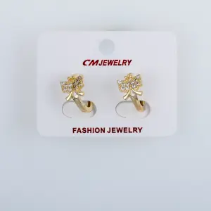 CM Jewelry 14K Kaplama Tırnaklı Halka Küpe Kelebek
