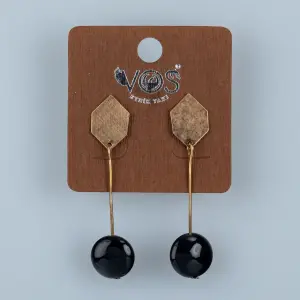 Toptan Altıgen Plaka Doğal Taşlı Butik Küpe