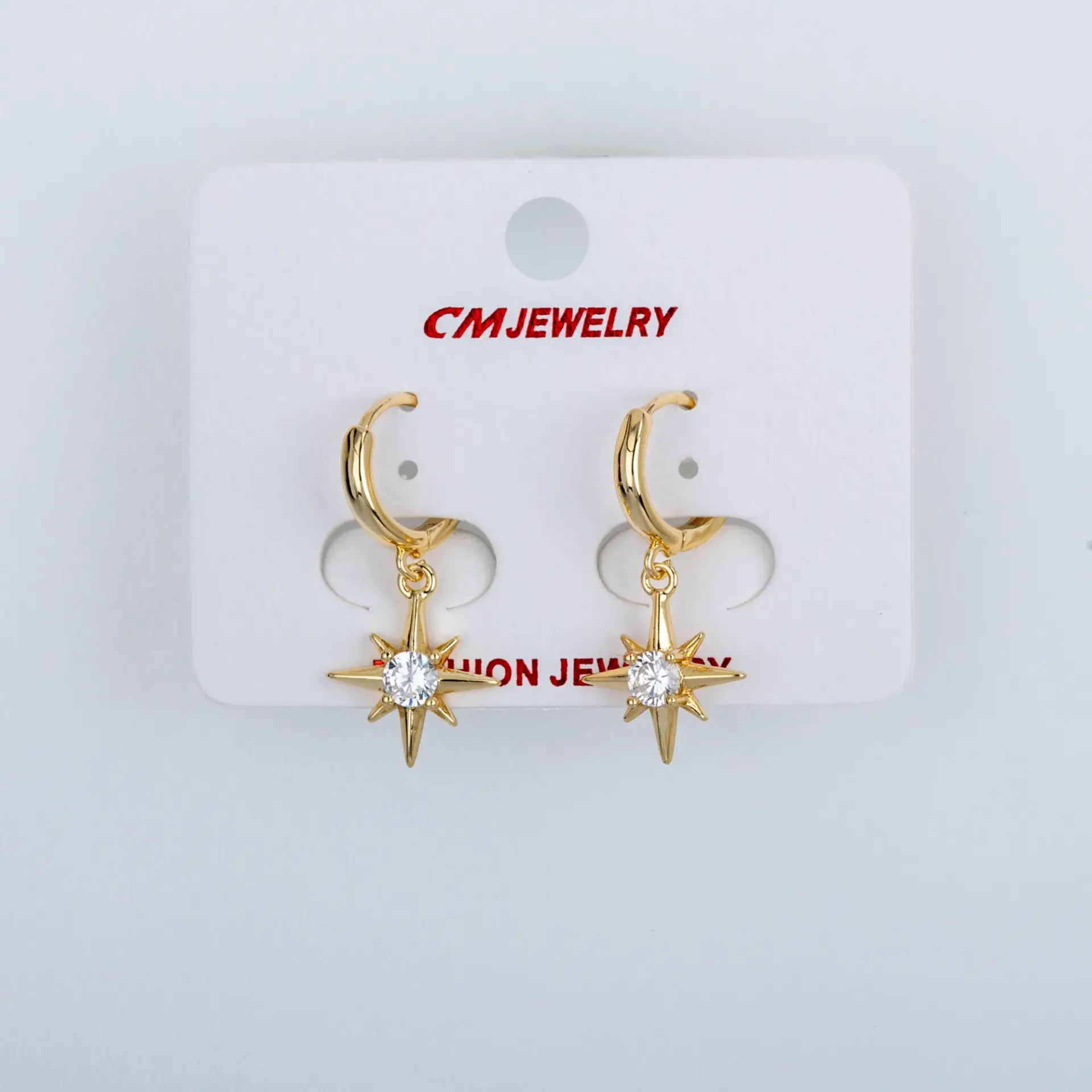 CM Jewelry 14K Kaplama Tırnaklı Halka Küpe