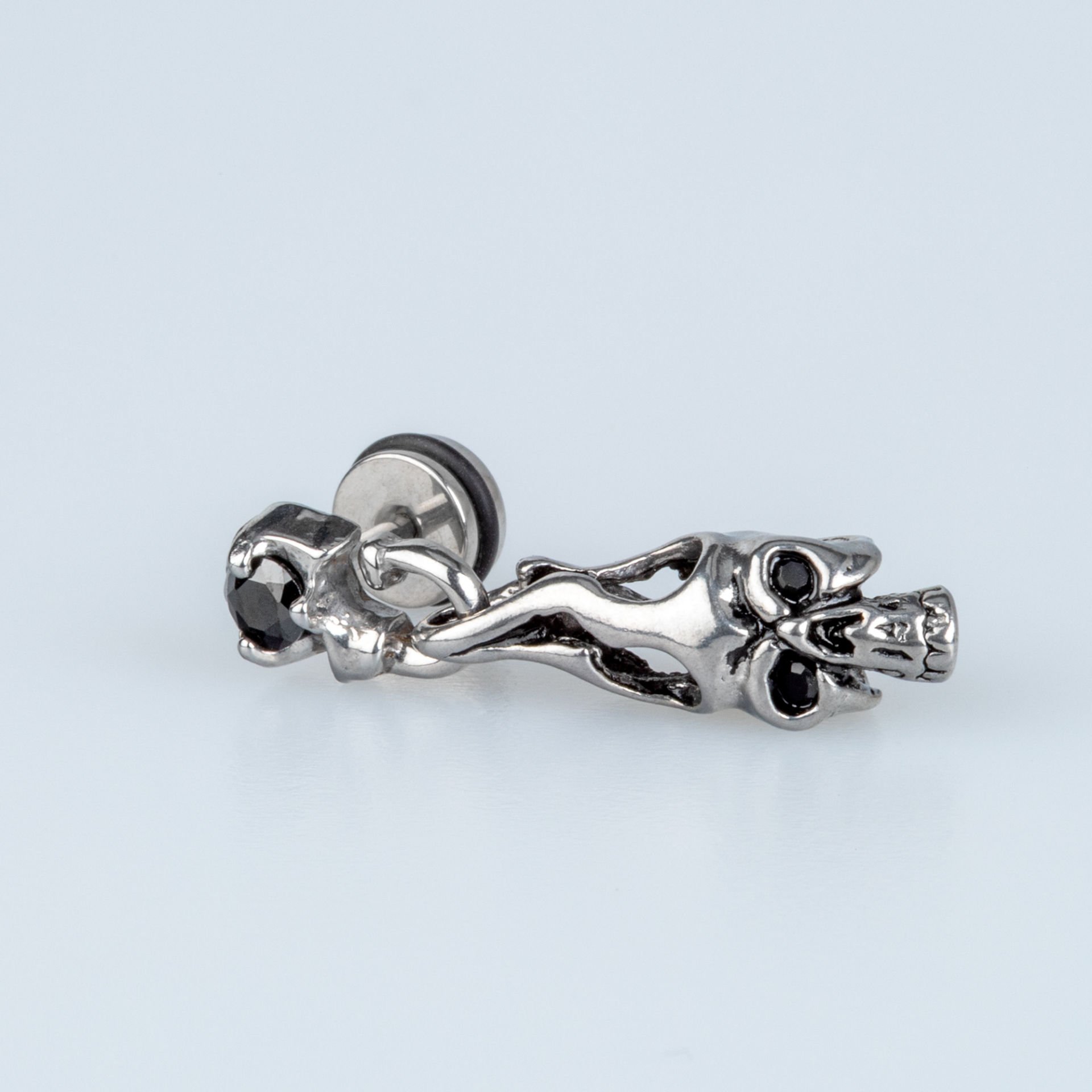 Steel Earring Gothic Skull - Single