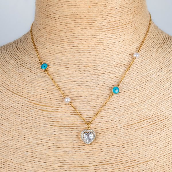 Çelik Zincir Kolye Kalp