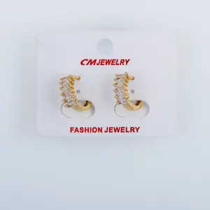 CM Jewelry 14K Kaplama Tırnaklı Halka Küpe