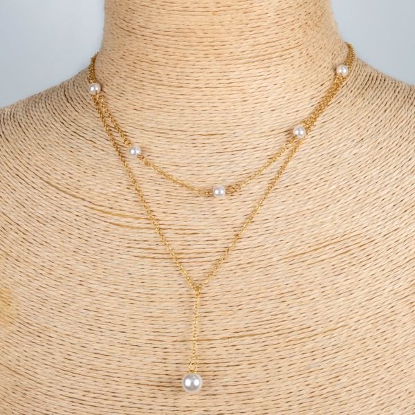 Steel Chain Necklace Pearl