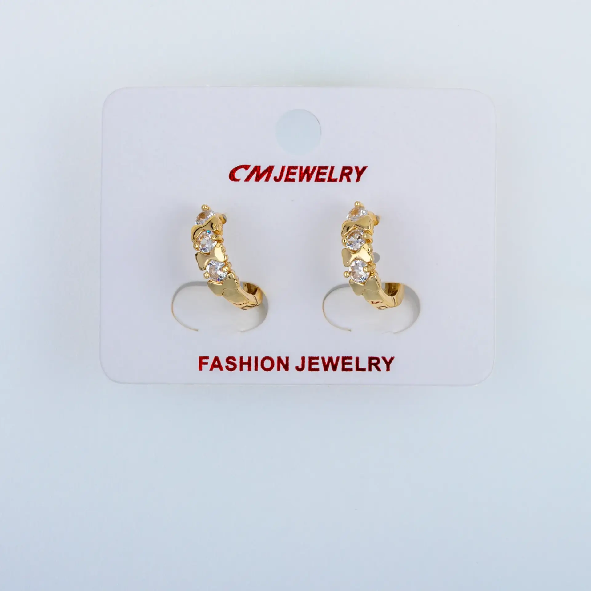 CM Jewelry 14K Kaplama Tırnaklı Halka Küpe