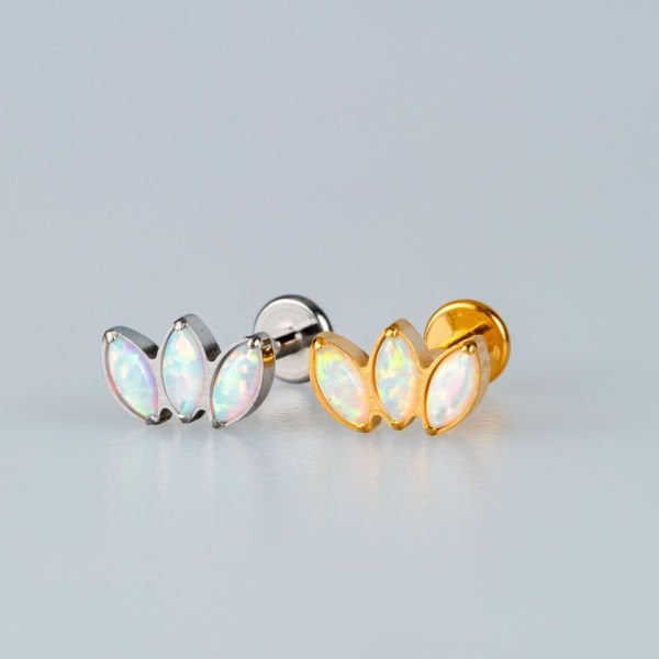 Piercing Titanyum Tragus Opal Beyaz