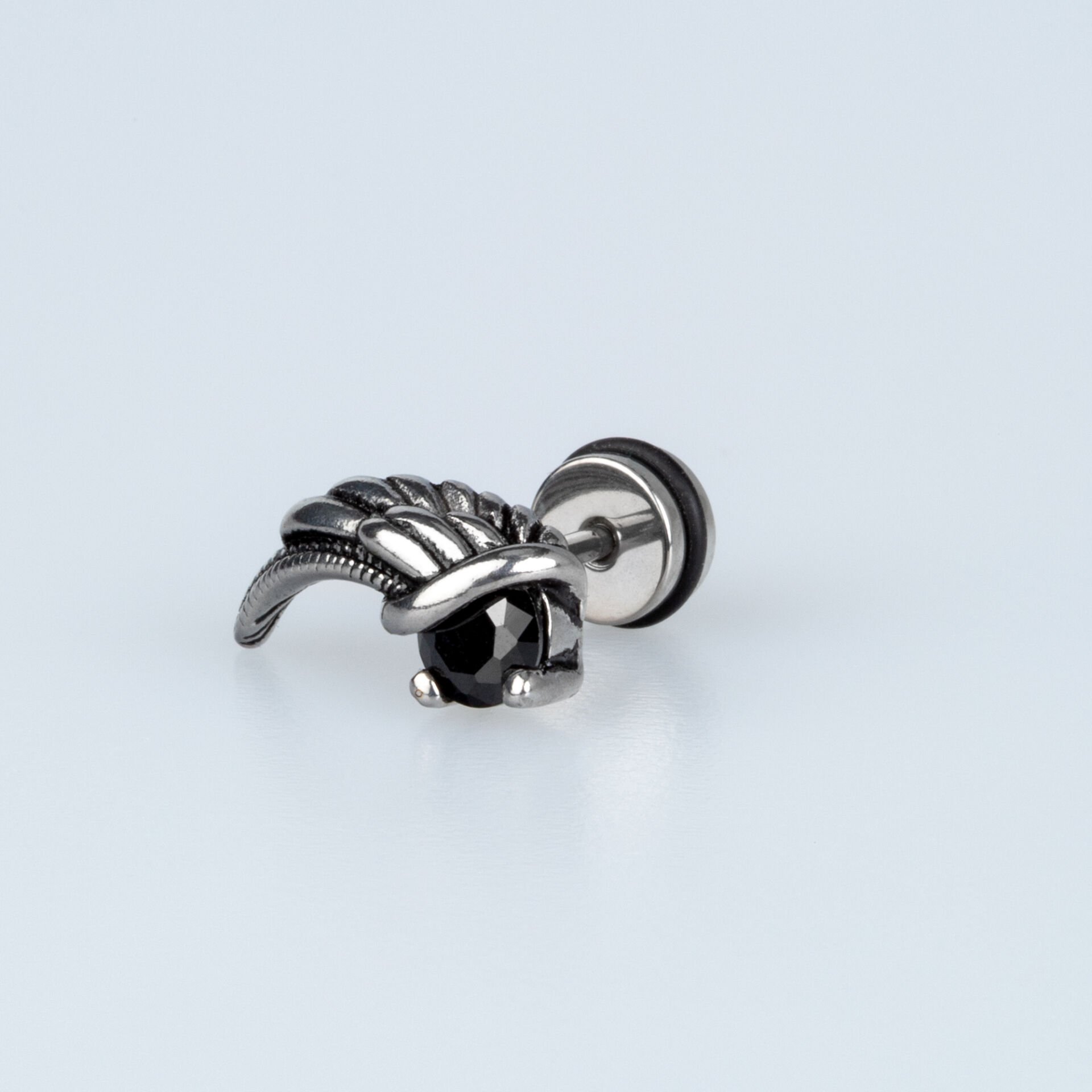 Steel Earring Gothic Wing - Single