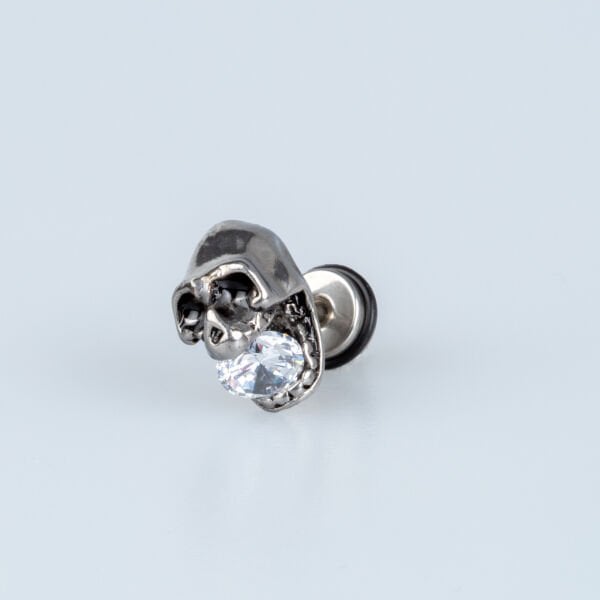 Steel Earring Gothic Skull - Single