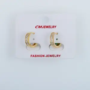 CM Jewelry 14K Kaplama Tırnaklı Halka Küpe