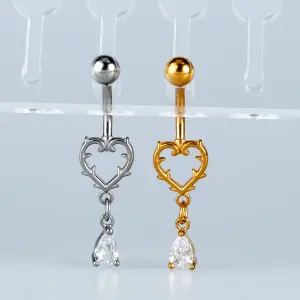 Toptan Piercing 316L Cerrahi Çelik Taşlı Geyik Kalp Göbek Vos Etnik Takı Beyaz