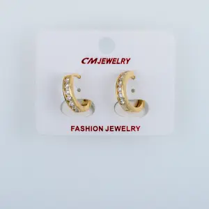 CM Jewelry 14K Kaplama Tırnaklı Halka Küpe