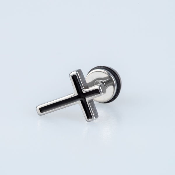 Steel Earring Cross - Single