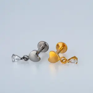 Piercing G23 Titanyum Tragus Helix Kalp Sarı 8mm