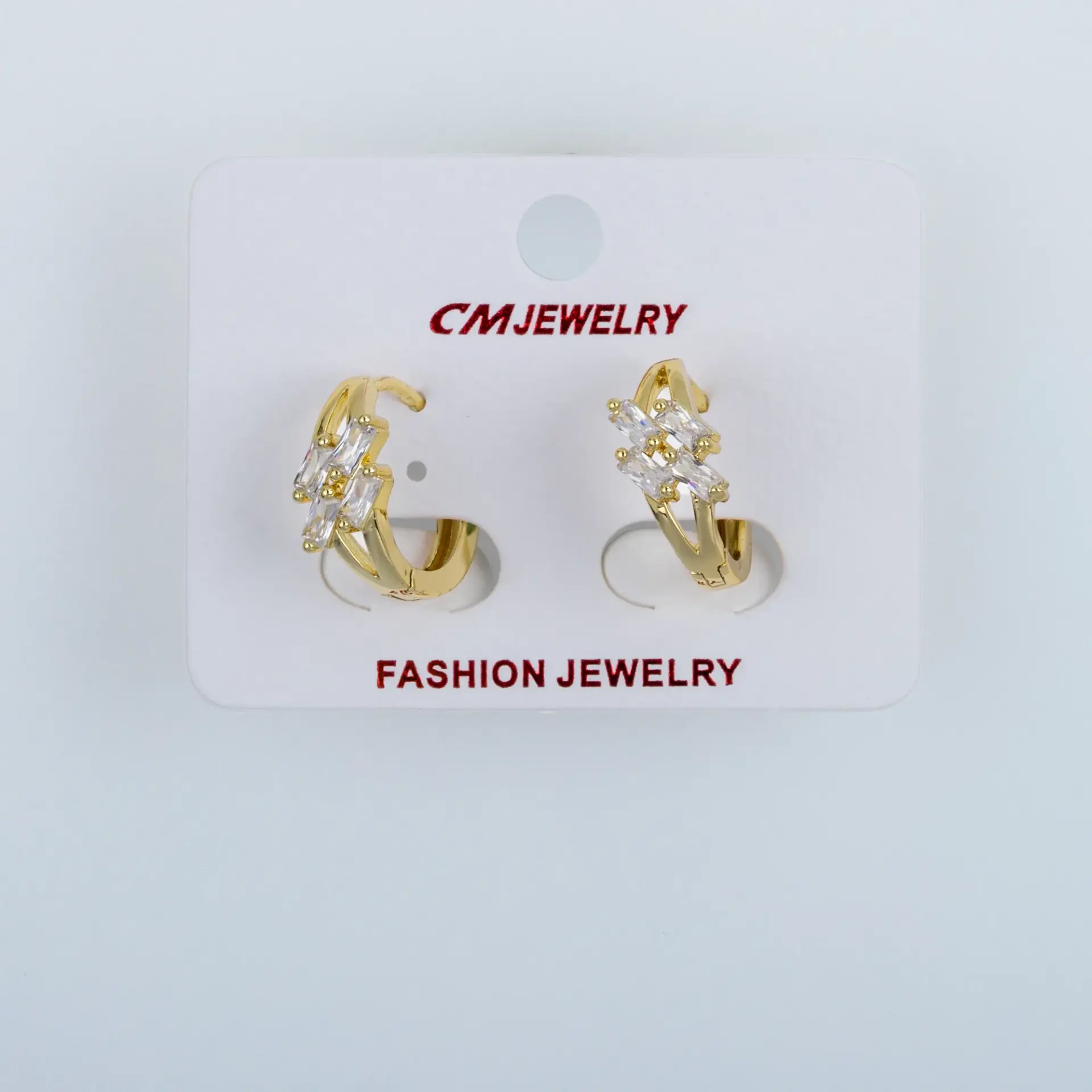 CM Jewelry 14K Kaplama Tırnaklı Halka Küpe