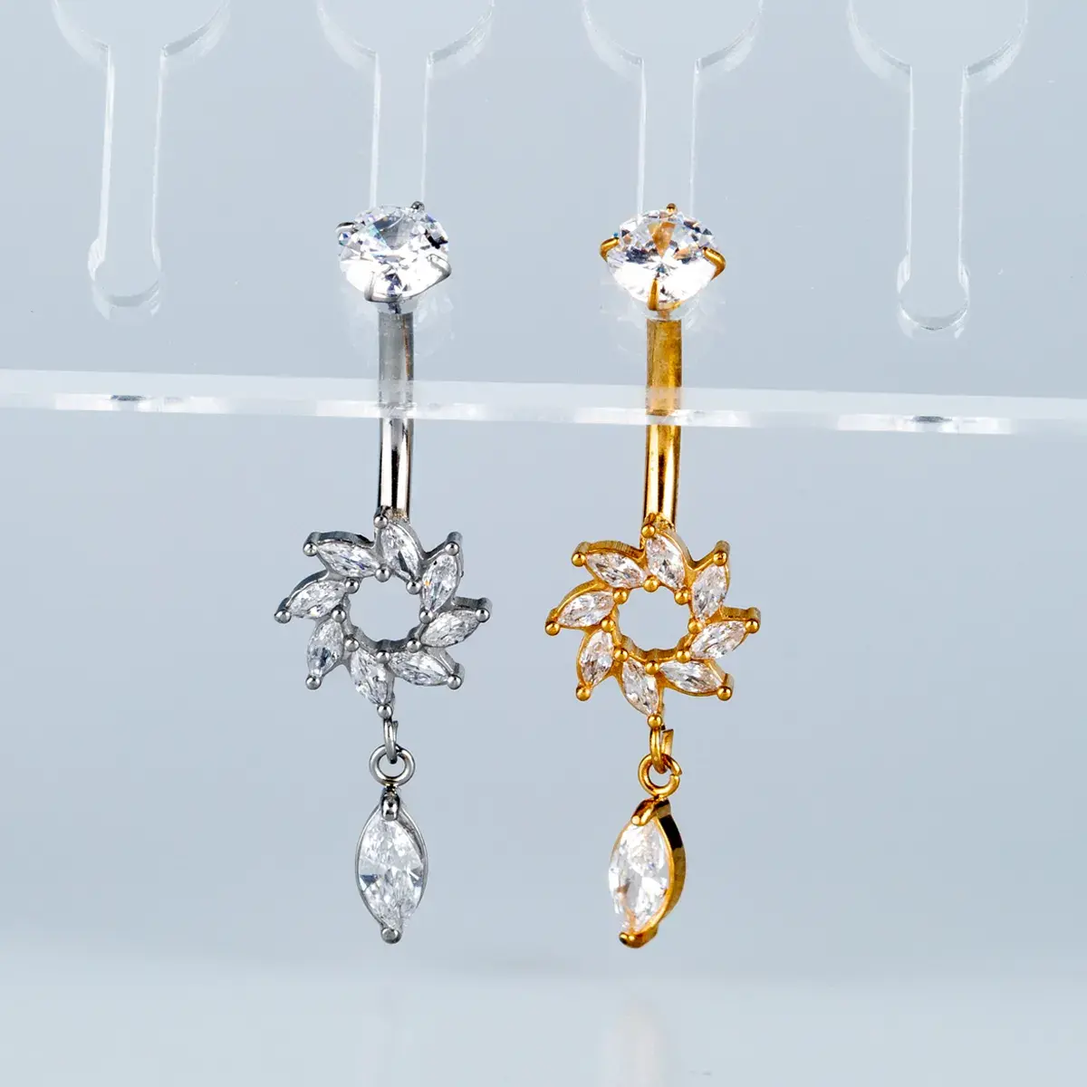 Toptan Piercing 316L Cerrahi Çelik Taşlı Çarkıfelek Göbek Vos Etnik Takı