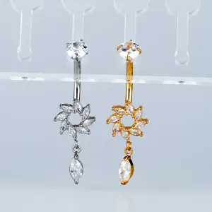Toptan Piercing 316L Cerrahi Çelik Taşlı Çarkıfelek Göbek Vos Etnik Takı