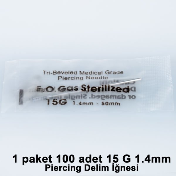 Toptan Profesyonel Piercing Delim İğnesi 100 Adet 15G 1.4mm